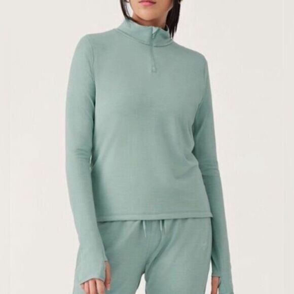 NWT Allbirds Women’s Green Natural Ari Mod Layer Half Zip Long Sleeve - Size XS - Picture 1 of 10